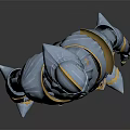 Shiny Silver Gold Armored Humanoid Warrior Character With Metallic Armor Design