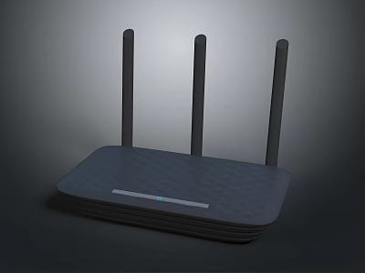 High Speed Wireless Router Three Antennas Gray Design For Stable Home Network 3d model