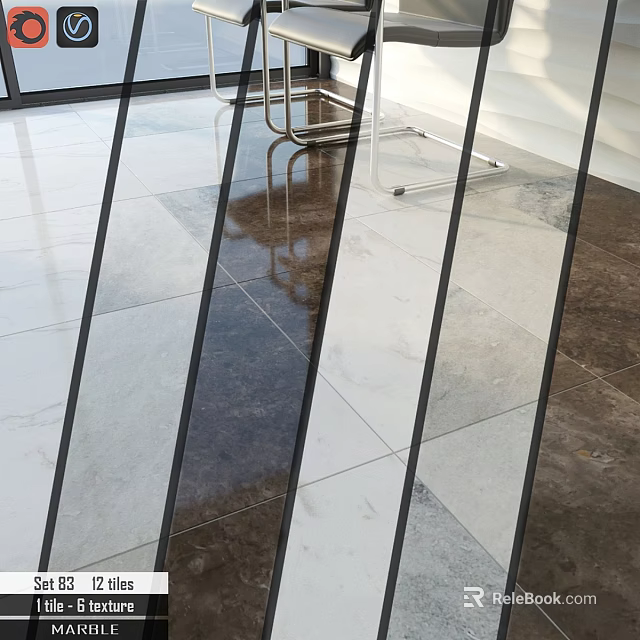 Floor Tile Components With Mixed Color Patterns And Shiny Surface For Modern Flooring 3d model