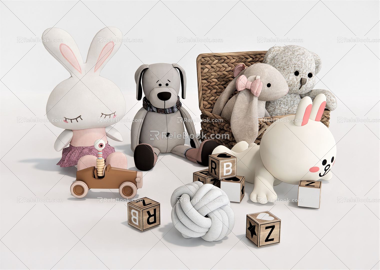 Modern Toys Plush Toy Doll Plush Toy Book Doll Fawn Toy Alpaca Rabbit Toy 3d model