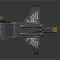 Yellow Gray Winged Interstellar Spaceship With Futuristic Emblem For Space Missions
