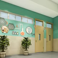 School Science Classroom Area With Periodic Table Wall Decor Experiment Illustrations And Green Plants