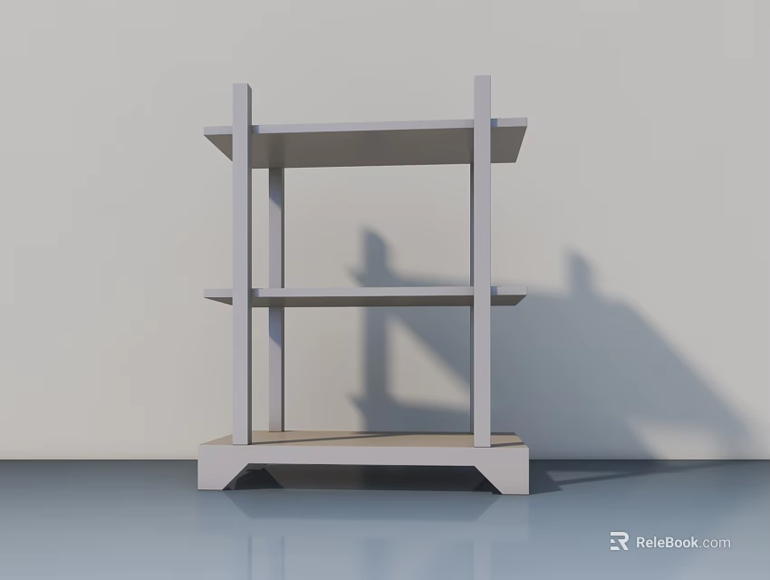 Modern White Multi tier Sturdy Shelf Unit For Home Storage With Sleek Design 3d model 