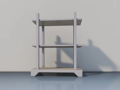 Modern White Multi tier Sturdy Shelf Unit For Home Storage With Sleek Design 3d model