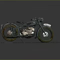 Vintage Classic Motorcycle With Retro Engine Design Old Wheels And License Plate