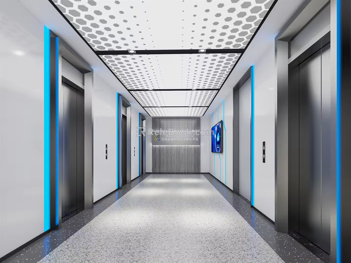 Modern Elevator Hall Elevator Office Corridor Office Building Elevator Car Company Elevator 3d model