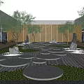 Modern Square Sinking Square Atrium Landscape Office Atrium Center Courtyard Dry Landscape 3d model