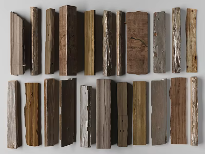 Various Natural Stone and Wood Samples with Different Textures and Patterns 3d model
