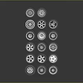 Multiple Automotive Tires And Rims Arranged Neatly On Dark Background Surface