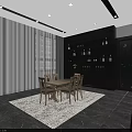 Modern Light Wood Dining Table Set with Chairs Gray Cushions and Bright Room Cabinet Decor