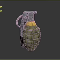 Green Hand Grenade With Textured Surface And Silver Safety Pin 3d model