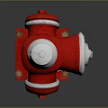 Red Fire Hydrant With White Top Valve And Reflective Base On Dark Background 3d model