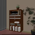 Cozy Indoor Bookshelf Setup With Books File Boxes Potted Plant And Large Green Plant