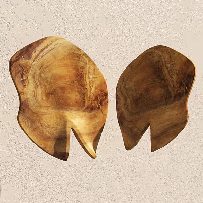 Wooden Leaf Shaped Wall Decor With Natural Grain And Unique Design 3d model