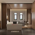 Modern Hotel Guest Room Interior With Bathtub Bed Sofa And Windows