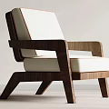 Modern Accent Chair With Walnut Wooden Frame And White Cushion Design