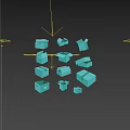 Multiple Blue Cardboard Boxes in Various Open and Closed States with Different Shapes 3d model