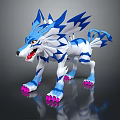Blue And White Fantasy Wolf With Spiked Mane And Pink Claws