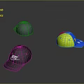 Trendy Baseball Caps In Gray And Multicolor Designs With Stylish Logos And Patterns 3d model