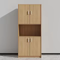 Wooden Storage Cabinet With Upper Lower Doors And Open Middle Shelf 3d model