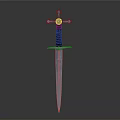 Medieval Sword With Crossguard Black Hilt And Sharp Metal Blade