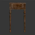 Wooden Accent Table With Carved Drawer And Decorative Turned Legs