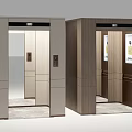 Modern Elevator Cabins With Glass Doors And Wood Grain Panel Finishes