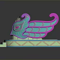 Colorful 3D Decorative Mask Model With Curved Patterns And Step Base