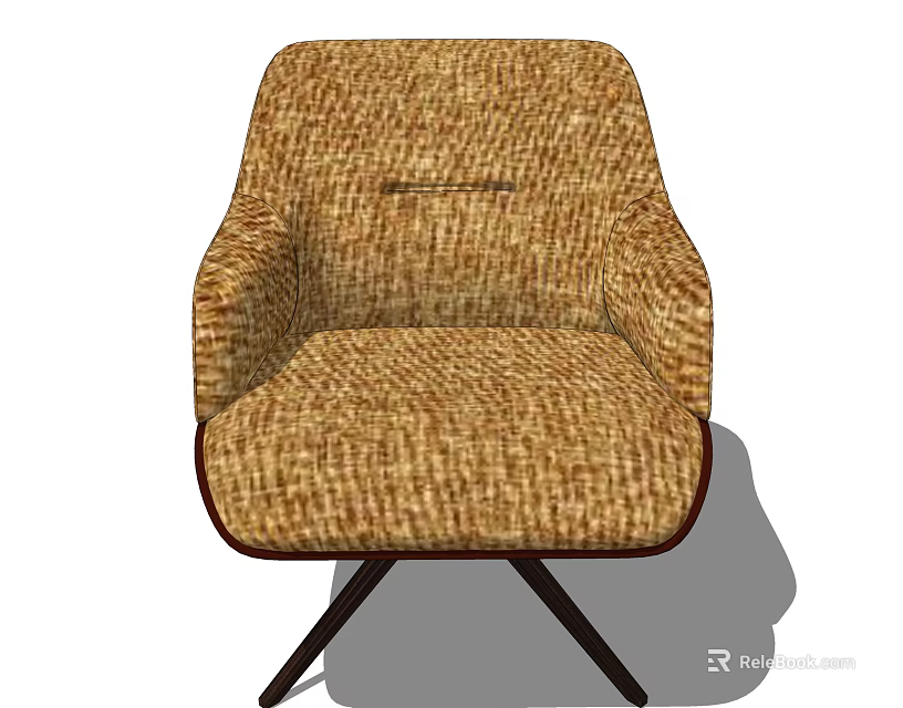 Brown Woven Fabric Accent Chair With Dark Legs And Modern Leisure Design 3d model 