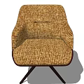 Brown Woven Fabric Accent Chair With Dark Legs And Modern Leisure Design