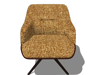 Brown Woven Fabric Accent Chair With Dark Legs And Modern Leisure Design 3d model