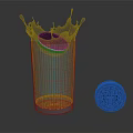 Transparent Glass Cup with Splashing Water Next to an Oreo Cookie