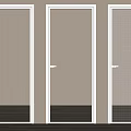 Interior Glass Doors With Different Textured Patterns And White Frames On Wooden Floor 3d model