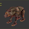 Mechanical Bear 3D Model With Metal Body Red Eyes And Gear Joints