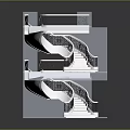 Modern Spiral Staircase Architectural Model With Three Levels And Decorative Railings