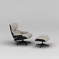 Tech Exhibition Hall Modern Upholstered Chair With Ottoman And Black Base