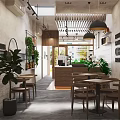 Modern Milk Tea Shop Interior With Counter And Display Case 3d model