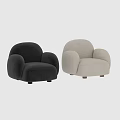 Beige Single Sofa With Soft Fluffy Fabric Rounded Armrests And Wooden Legs