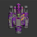 Futuristic Purple And Green Spacecraft With Multiple Glowing Engines For Cosmic Exploration