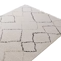 Light Beige Square Rug With Geometric Square Patterns And Fringed Edges 3d model