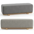 Gray Upholstered Ottoman With Modern Design And Wooden Legs For Living Space