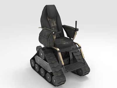 All Terrain Tracked Mobility Chair With Black Cushioned Seat And Armrests 3d model