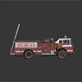 Vintage Red Fire Truck From SUAMAS Fire Department With Ladder And Classic Details