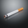 Isolated Burned Cigarette With White Body Orange Filter On Dark Background