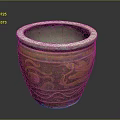 Traditional Brown Clay Pot With Green Inner Wall Dragon And Wave Patterns For Home Decor