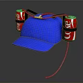 Blue Cap With Attached Coca Cola Cans And Drinking Straw For Daily Use