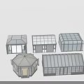Multiple Sunroom Frame Structures With Different Designs And Glass Panels
