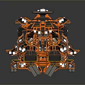 Futuristic Sci-Fi Spaceship Model Featuring Complex Orange Black Mechanical Design Details 3d model