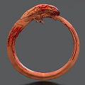 Biological Ring Shaped 3D Model Featuring Open Mouth And Red Liquid Traces On Gray Background 3d model