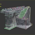 Stone Architectural Model With Brick Structure Steps And Railing Design